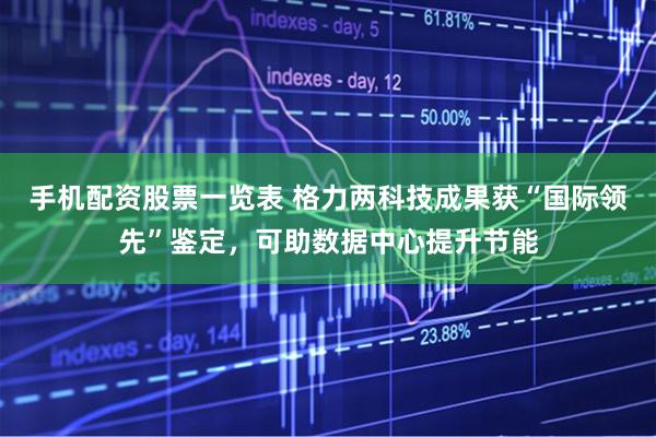 手机配资股票一览表 格力两科技成果获“国际领先”鉴定，可助数据中心提升节能