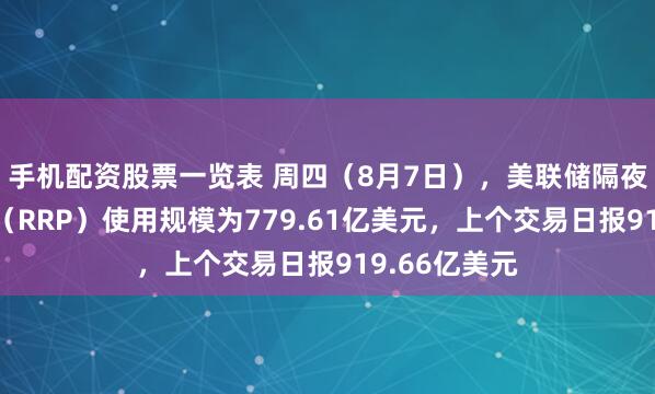 手机配资股票一览表 周四（8月7日），美联储隔夜逆回购协议（RRP）使用规模为779.61亿美元，上个交易日报919.66亿美元